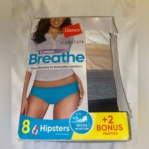 Hanes mom pack of eight multicolor cotton hipsters. Size, 9/2XL